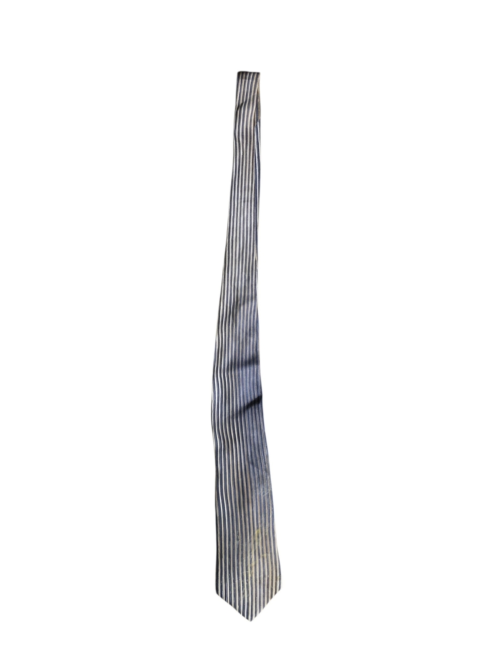 Men's Narrow Striped Tie in Navy and White